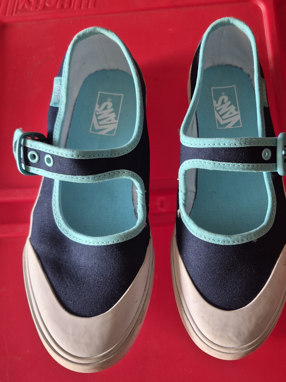 Vans Kids Mary Jane Sneakers in Black with Teal Trim